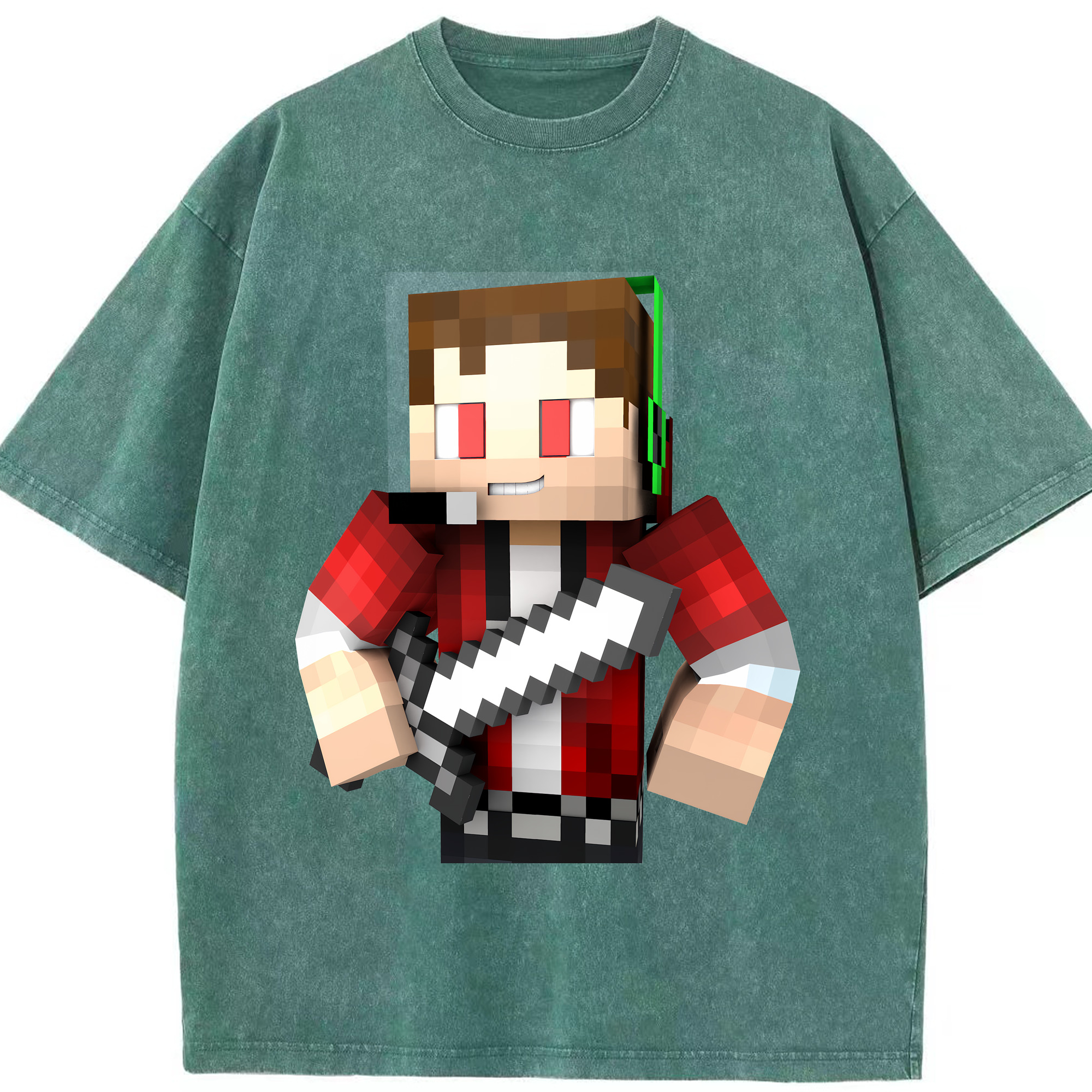 （画像用） マインクラフト ブロックの世界 Minecraft MC Block world 綿100% ヴィンテージ風 半袖Tシャツ（フロントプリント）